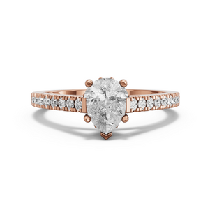 Image for Pear Lotus Basket Ring with Cathedral Pave band in 14K Rose Gold