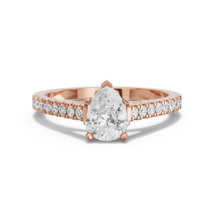 Image for Pear Lotus Basket Ring with Cathedral Pave band