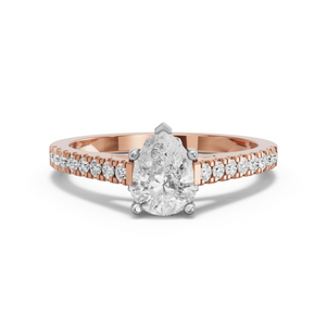 Image for Pear Lotus Basket Ring with Cathedral Pave band