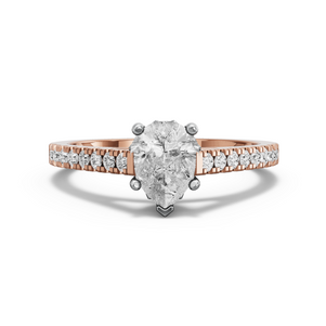 Image for Pear Lotus Basket Ring with Cathedral Pave band in 10K Two Tone Rose Gold