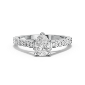 Image for Pear Lotus Basket Ring with Cathedral Pave band