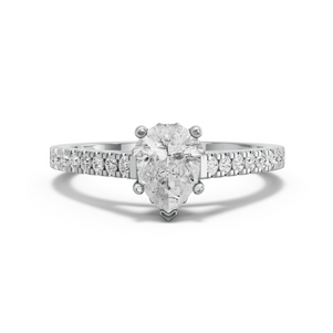 Image for Pear Lotus Basket Ring with Cathedral Pave band in 950 Platinum