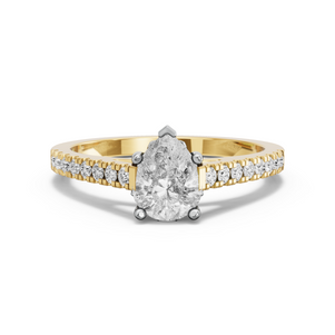 Image for Pear Lotus Basket Ring with Cathedral Pave band