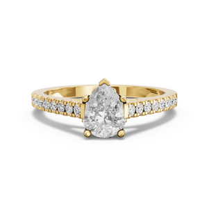 Image for Pear Lotus Basket Ring with Cathedral Pave band