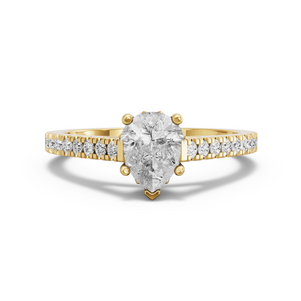 Image for Pear Lotus Basket Ring with Cathedral Pave band in 14K Yellow Gold