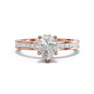 Image for Pear Lotus Basket Ring with Channel band in 18K Rose Gold
