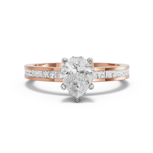 Image for Pear Lotus Basket Ring with Channel band in 18K Two Tone Rose Gold