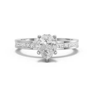 Image for Pear Lotus Basket Ring with Channel band in 18K White Gold