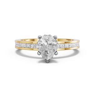 Image for Pear Lotus Basket Ring with Channel band in 18K Two Tone Yellow Gold