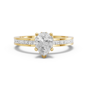 Image for Pear Lotus Basket Ring with Channel band in 14K Yellow Gold