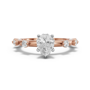 Image for Pear Lotus Basket Ring with Floating Station band in 10K Two Tone Rose Gold