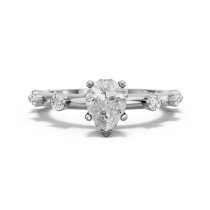 Image for Pear Lotus Basket Ring with Floating Station band in 18K White Gold