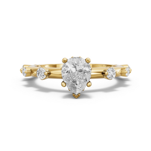 Image for Pear Lotus Basket Ring with Floating Station band in 18K Yellow Gold