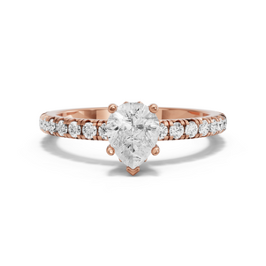 Image for Pear Lotus Basket Ring with French Pave band