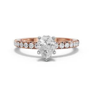 Image for Pear Lotus Basket Ring with French Pave band
