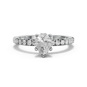 Image for Pear Lotus Basket Ring with French Pave band