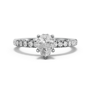 Image for Pear Lotus Basket Ring with French Pave band in 950 Platinum