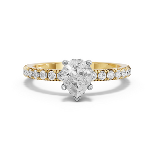 Image for Pear Lotus Basket Ring with French Pave band