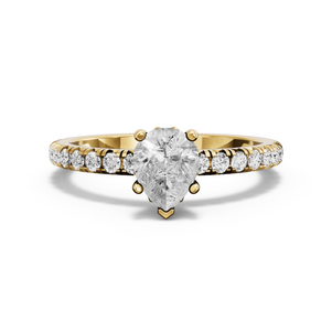 Image for Pear Lotus Basket Ring with French Pave band
