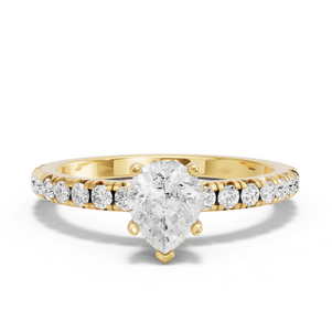 Image for Pear Lotus Basket Ring with French Pave band