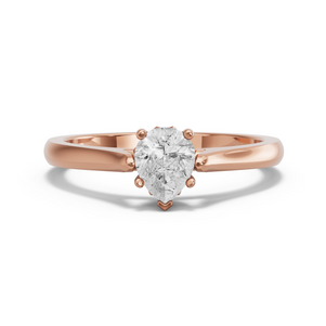 Image for Pear Lotus Basket Ring with Knife Edge Cathedral band in 14K Rose Gold
