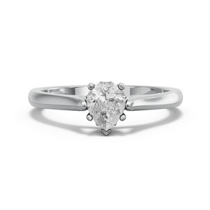 Image for Pear Lotus Basket Ring with Knife Edge Cathedral band in 18K White Gold