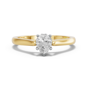 Image for Pear Lotus Basket Ring with Knife Edge Cathedral band in 18K Two Tone Yellow Gold