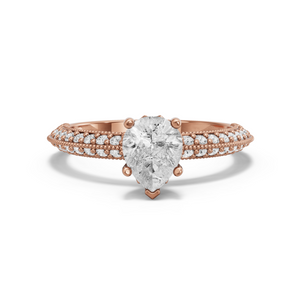 Image for Pear Lotus Basket Ring with Knife Edge Pave band