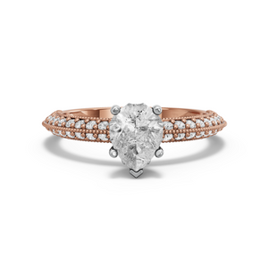 Image for Pear Lotus Basket Ring with Knife Edge Pave band
