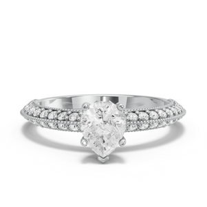 Image for Pear Lotus Basket Ring with Knife Edge Pave band
