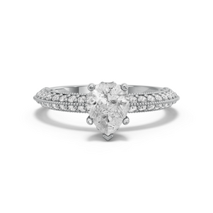 Image for Pear Lotus Basket Ring with Knife Edge Pave band