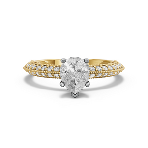 Image for Pear Lotus Basket Ring with Knife Edge Pave band