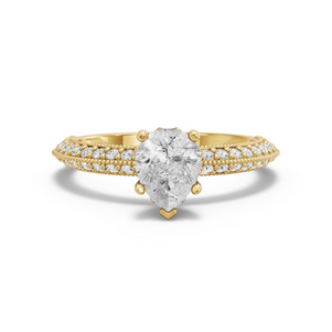 Image for Pear Lotus Basket Ring with Knife Edge Pave band