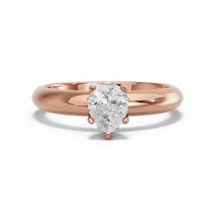 Image for Pear Lotus Basket Ring with Knife Edge Solitaire band in 18K Rose Gold