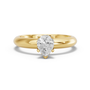 Image for Pear Lotus Basket Ring with Knife Edge Solitaire band in 18K Yellow Gold
