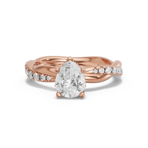 Image for Pear Lotus Basket Ring with Rope Pave band