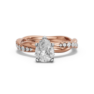 Image for Pear Lotus Basket Ring with Rope Pave band