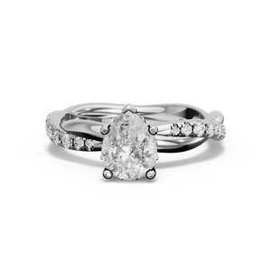 Image for Pear Lotus Basket Ring with Rope Pave band