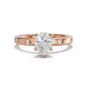 Image for Pear Lotus Basket Ring with Sleek Accent band