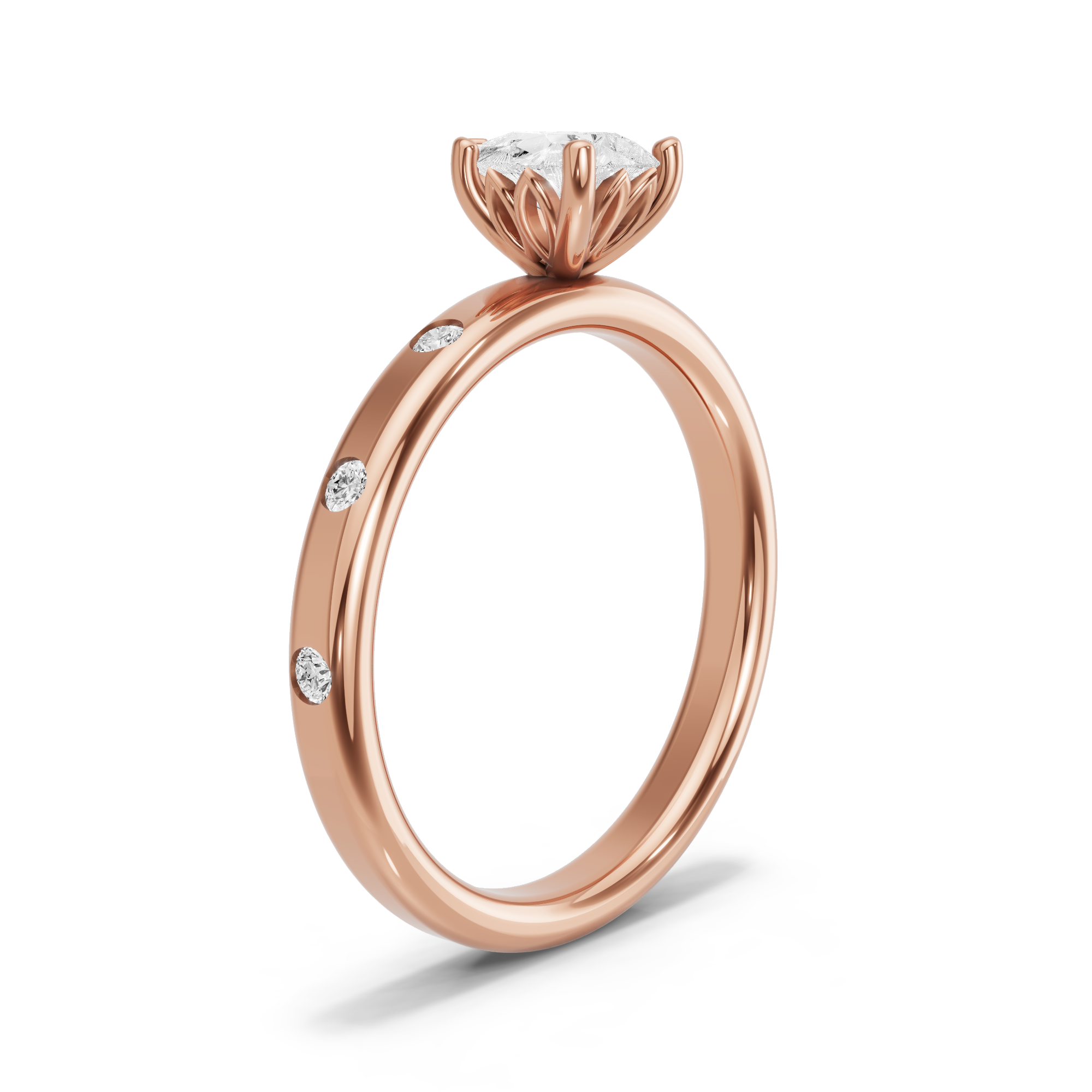 Image for pear-lotus-basket-ring-with-sleek-accent-band-in-14k-rose-gold