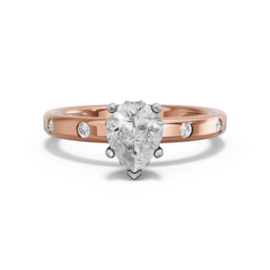 Image for Pear Lotus Basket Ring with Sleek Accent band