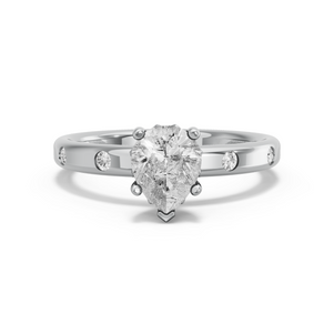 Image for Pear Lotus Basket Ring with Sleek Accent band