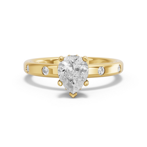 Image for Pear Lotus Basket Ring with Sleek Accent band