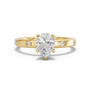 Image for Pear Lotus Basket Ring with Sleek Accent band in 10K Yellow Gold