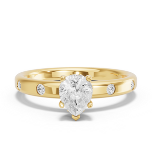 Image for Pear Lotus Basket Ring with Sleek Accent band
