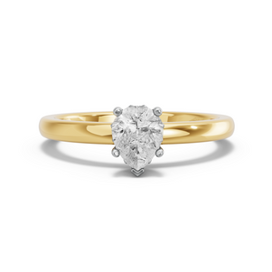 Image for Pear Lotus Basket Ring with Solitaire band in 14K Two Tone Yellow Gold