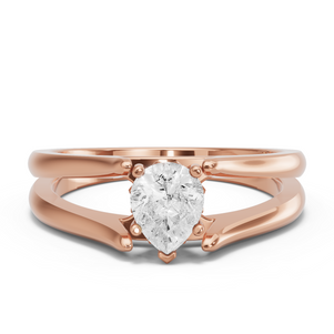 Image for Pear Lotus Basket Ring with Split Ring Solitaire band