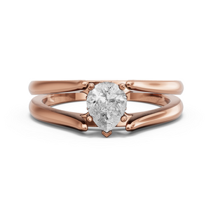 Image for Pear Lotus Basket Ring with Split Ring Solitaire band in 14K Rose Gold