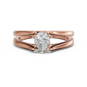 Image for Pear Lotus Basket Ring with Split Ring Solitaire band