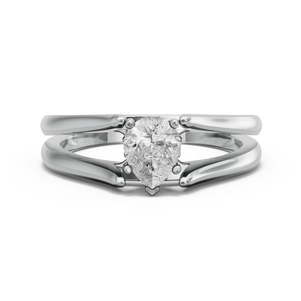 Image for Pear Lotus Basket Ring with Split Ring Solitaire band in 950 Platinum